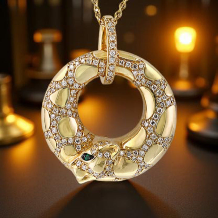 Effy Diamond, Emerald and 14K Yellow Gold Panther Necklace
