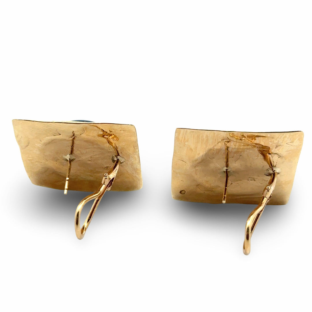 Custom Made 1970's Lapis Lazuli 14K Yellow Gold Earring