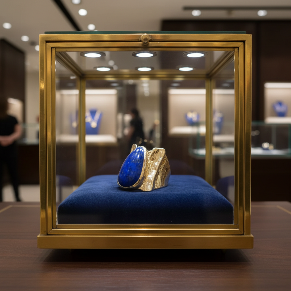 Custom Made 1970's Lapis Lazuli 14K Yellow Gold Ring