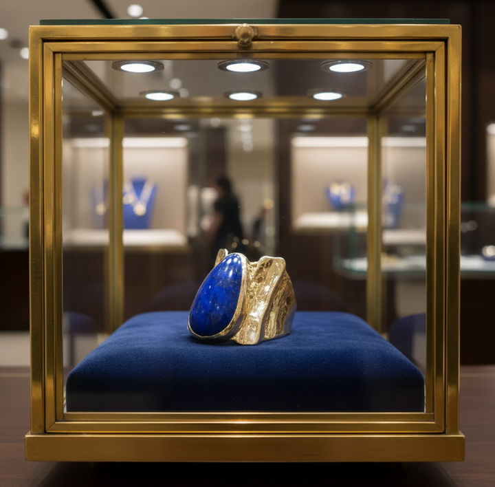 Custom Made 1970's Lapis Lazuli 14K Yellow Gold Ring