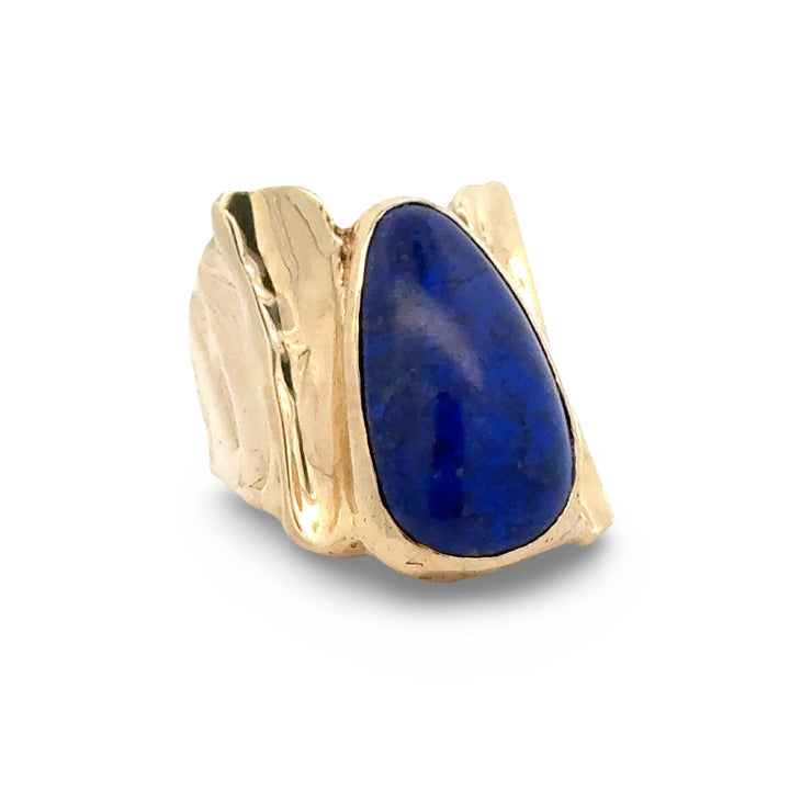 Custom Made 1970's Lapis Lazuli 14K Yellow Gold Ring