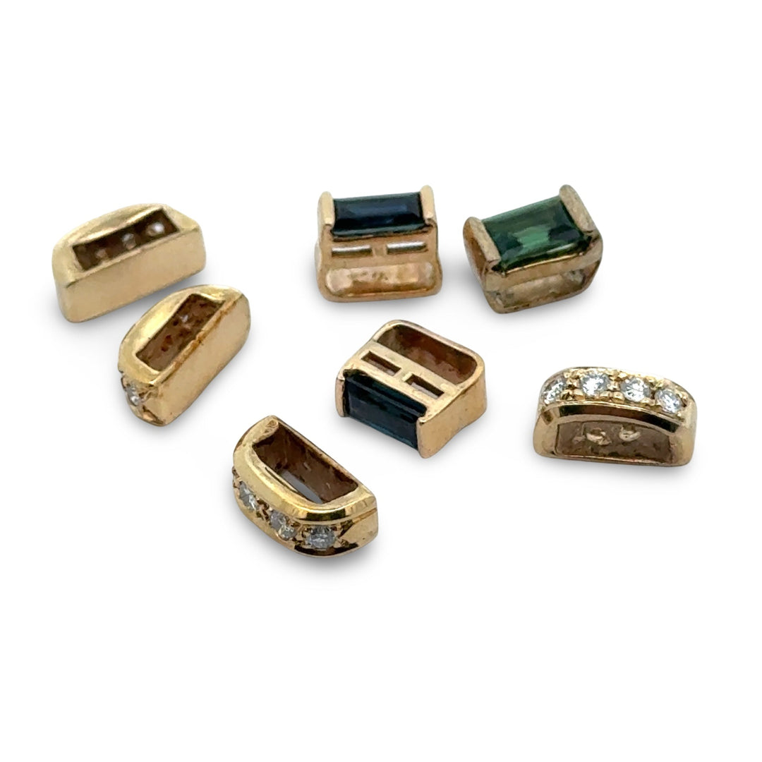 Designer Diamond, Sapphire, Tourmaline, Onyx, Amethyst, Pearl 14K/18K Yellow Gold Slide Necklace