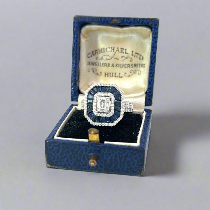 Sapphire and Natural Diamond Cocktail Ring