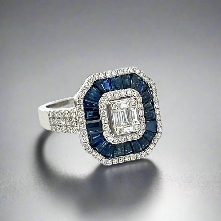 Sapphire and Natural Diamond Cocktail Ring