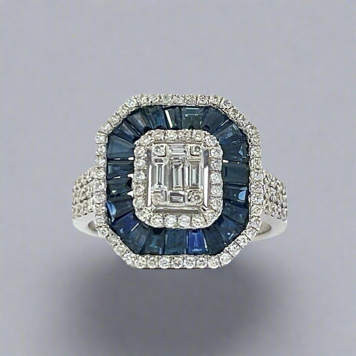 Sapphire and Natural Diamond Cocktail Ring