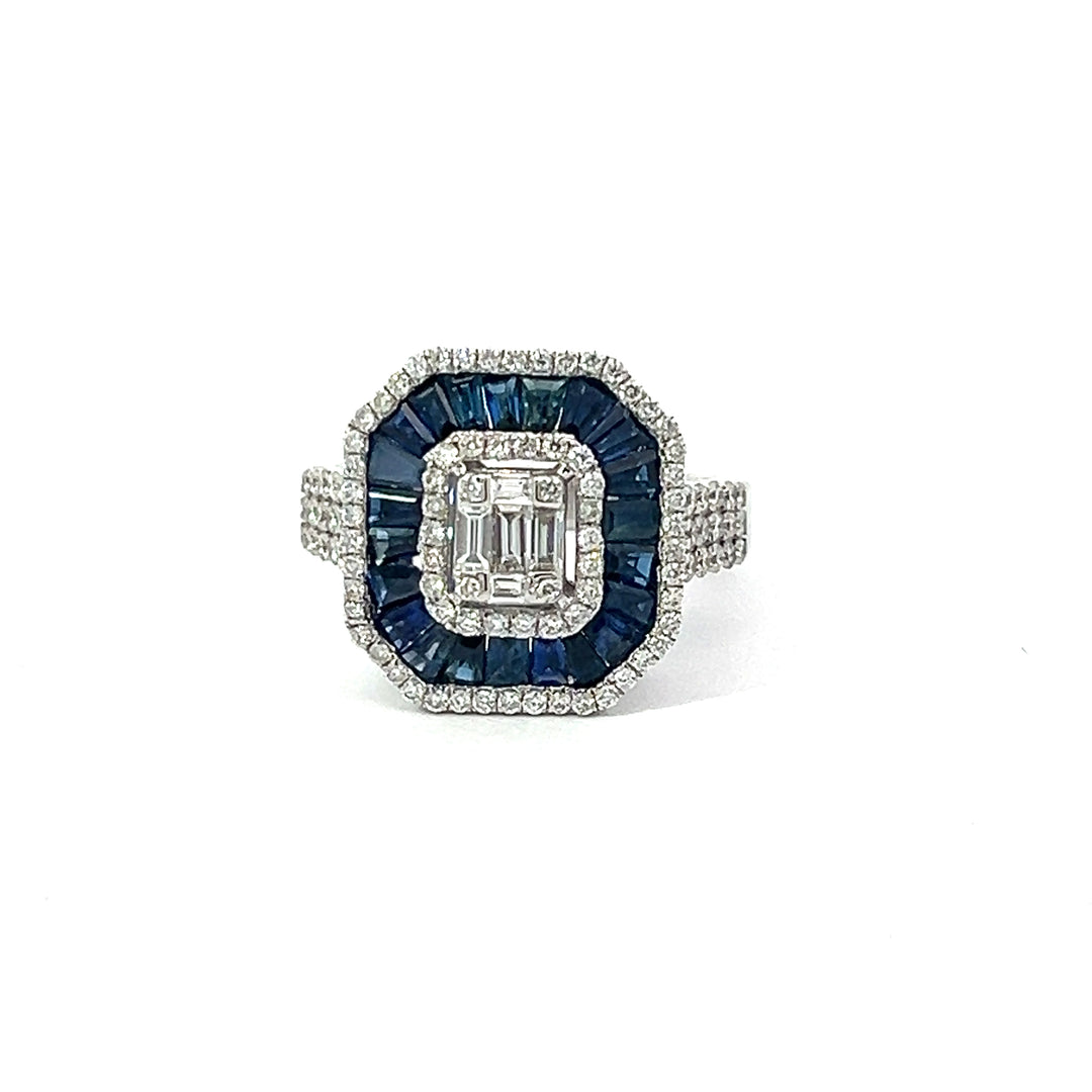 Sapphire and Diamond Cocktail Ring