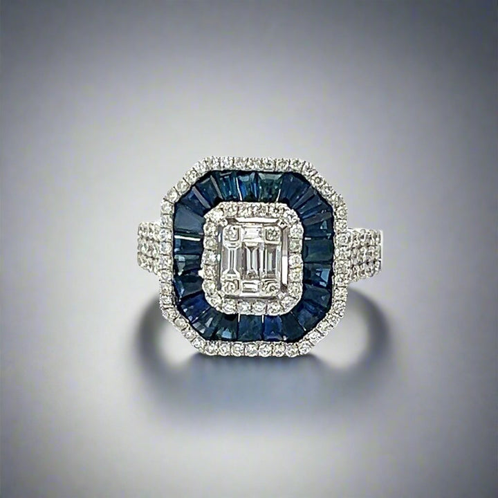 Sapphire and Natural Diamond Cocktail Ring