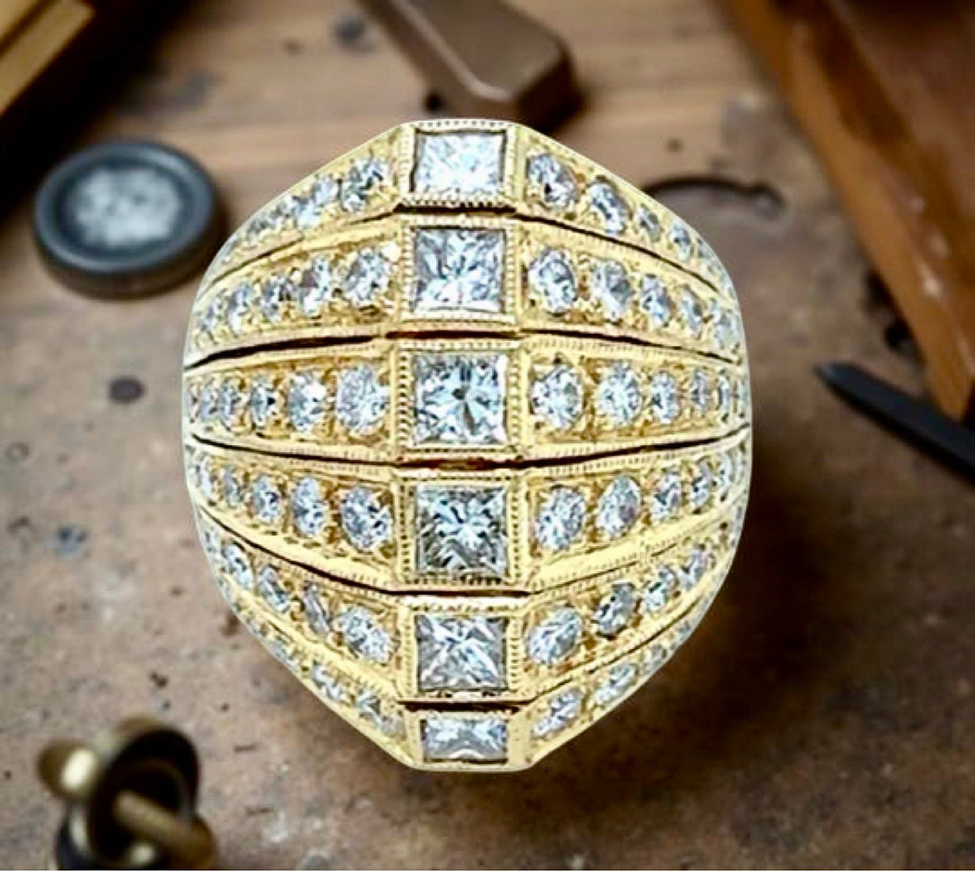 Bold Diamond and 18K Yellow Gold Ring