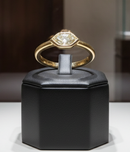 Custom Lozenge Cut 18kt Yellow Gold Diamond Ring