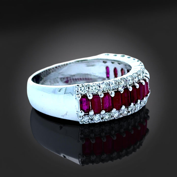 Ruby, Diamond 18K White Gold Ring