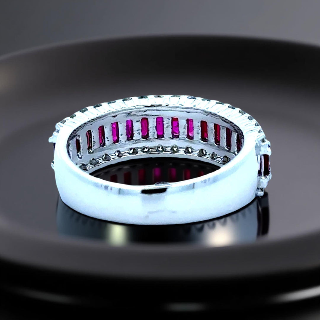 Ruby, Diamond 18K White Gold Ring