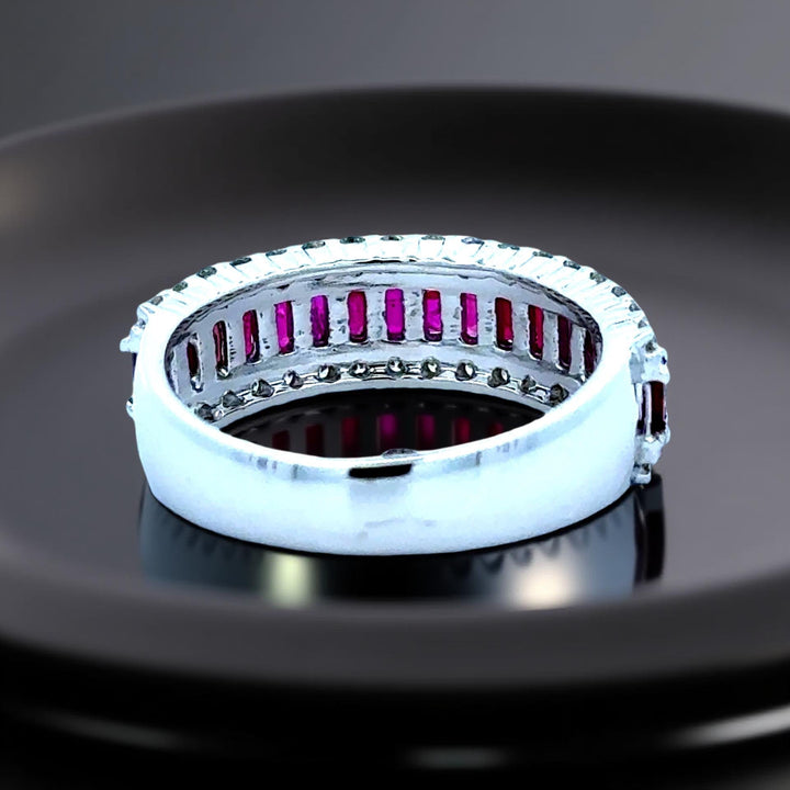Ruby, Diamond 18K White Gold Ring