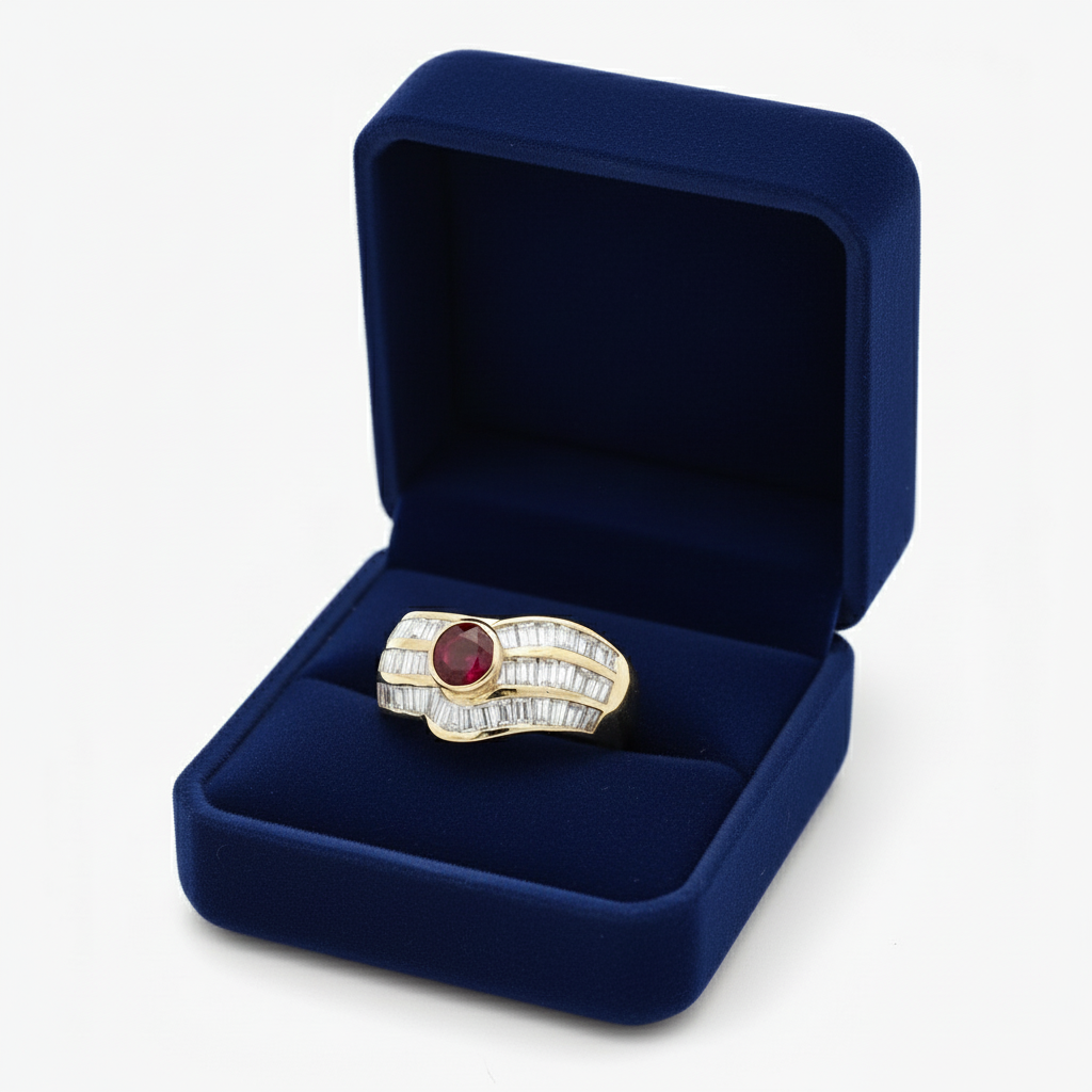 Ruby, Diamond and 18K Yellow Gold Ring