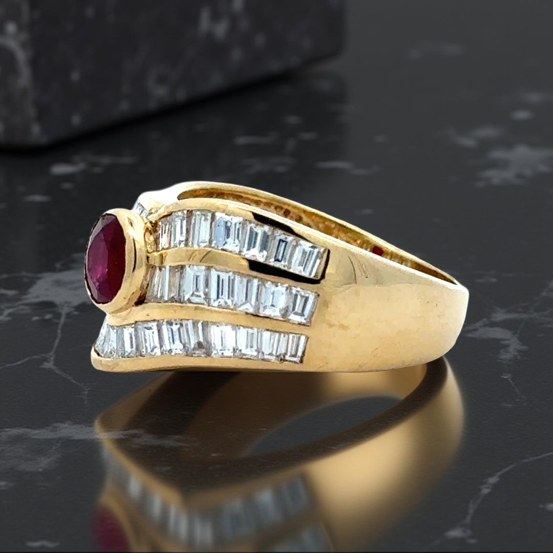 Ruby, Diamond and 18K Yellow Gold Ring