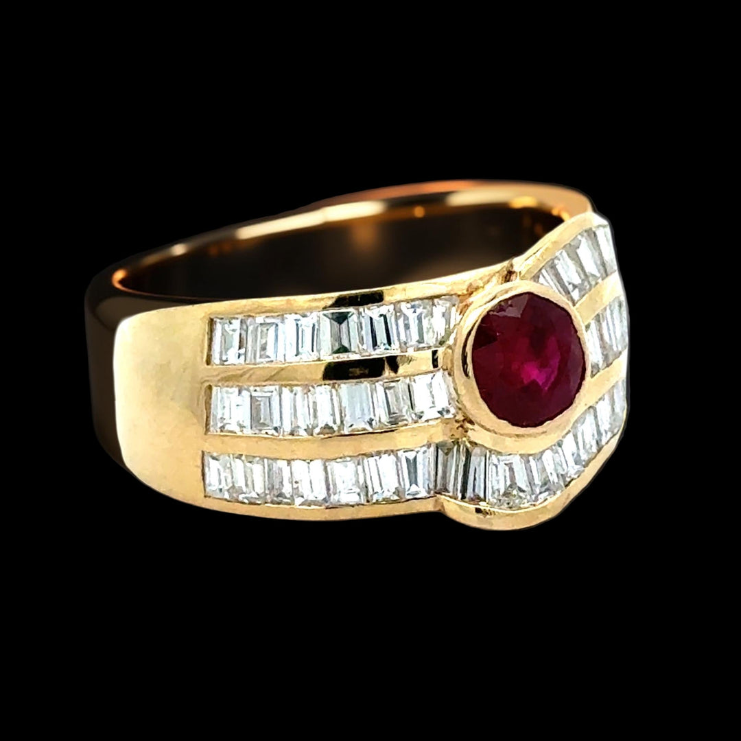 Ruby, Diamond and 18K Yellow Gold Ring
