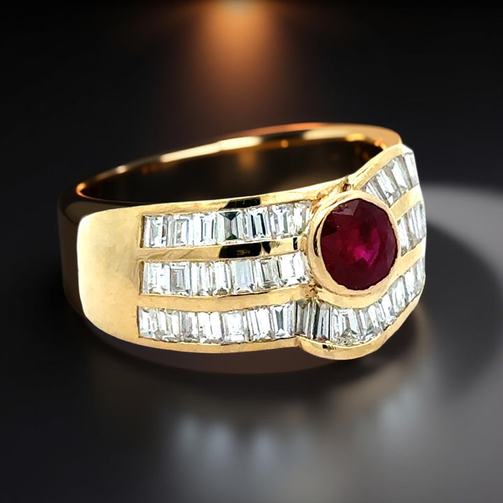 Ruby, Diamond and 18K Yellow Gold Ring
