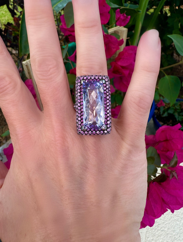 Anshindo-Paris 18.80 Carat Amethyst and Pink Sapphire Statement Ring