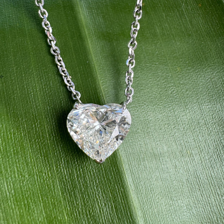 3.01ct Diamond Heart Shape Necklace 14K White Gold