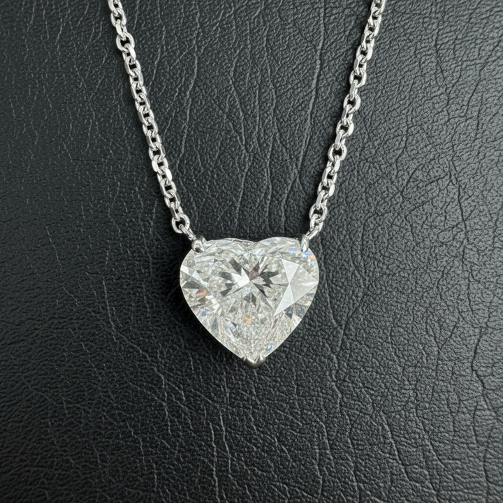 3.01ct Diamond Heart Shape Necklace 14K White Gold