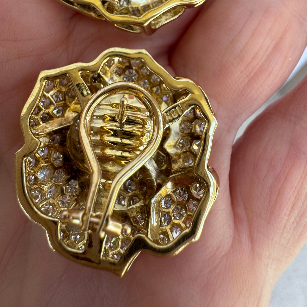 Estate 10.00cttw Diamond 18k Yellow Gold Earring