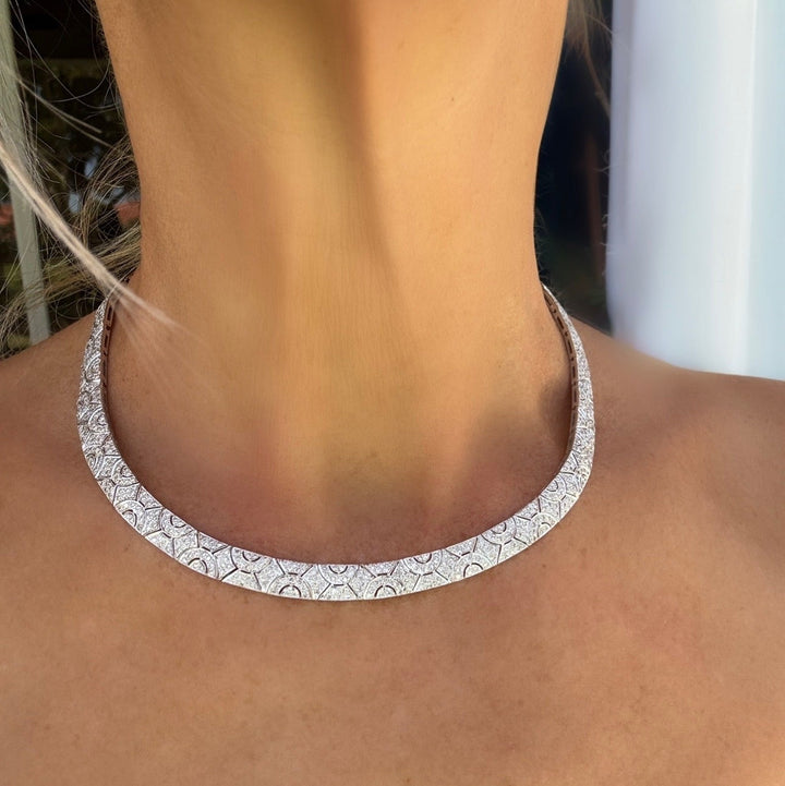 Milgrain Detail 6.00cttw Diamond 18kt Gold Necklace