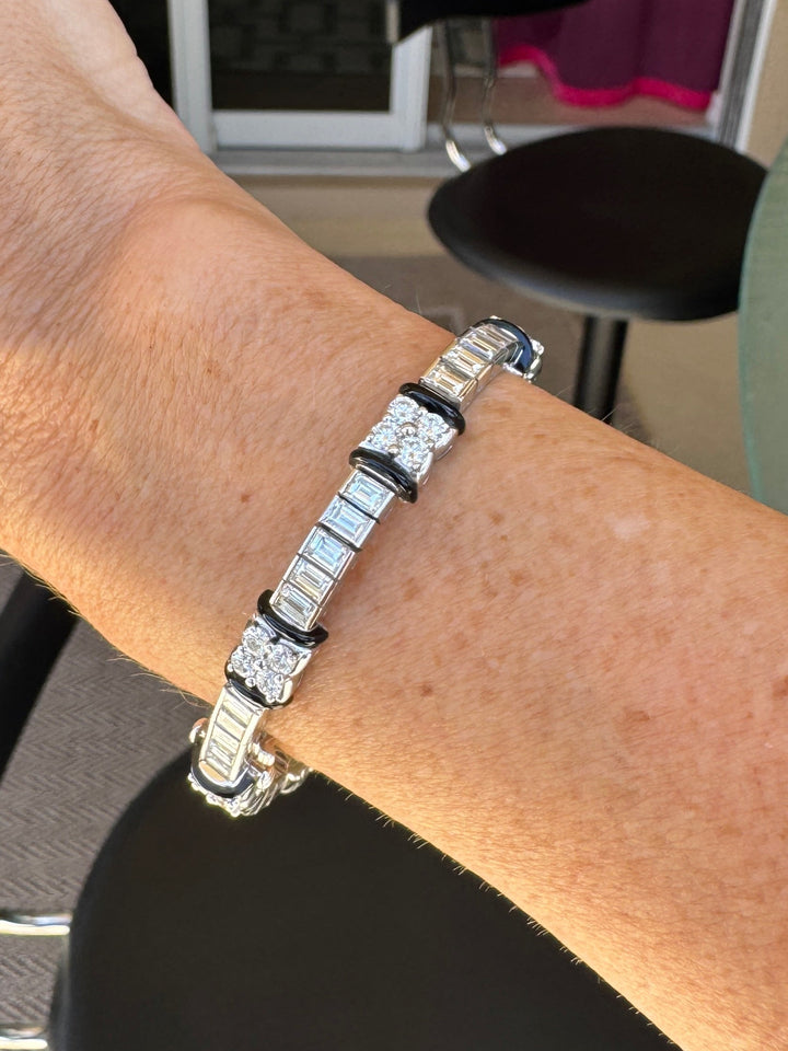 Picchiotti Diamond, Onyx and 18K White Gold Bracelet