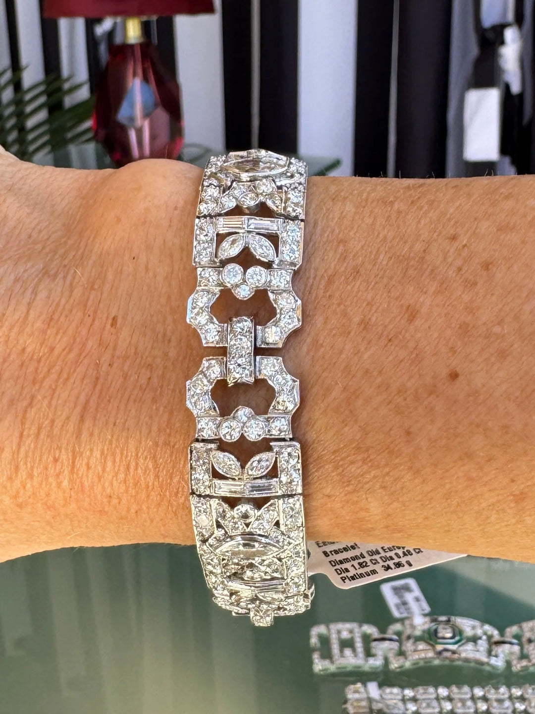 Art Deco 9.50 Carat Diamond Platinum Bracelet