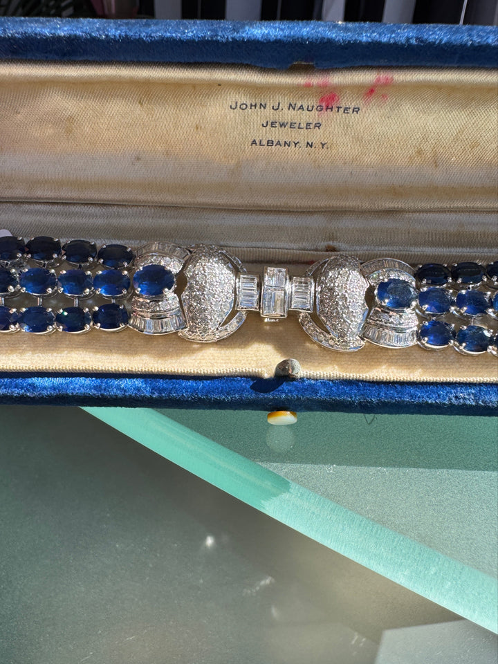 Sapphire, Diamond and 18K White Gold Bracelet