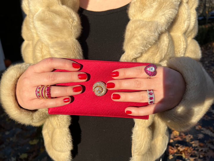 Rare Red Satin Clutch by Renaud Pellegrino for Harry Winston Diamond 18K Yellow Gold