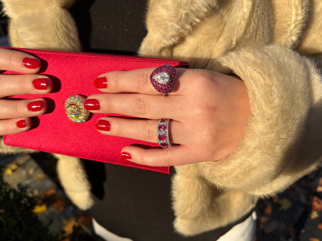 Rare Red Satin Clutch by Renaud Pellegrino for Harry Winston Diamond 18K Yellow Gold