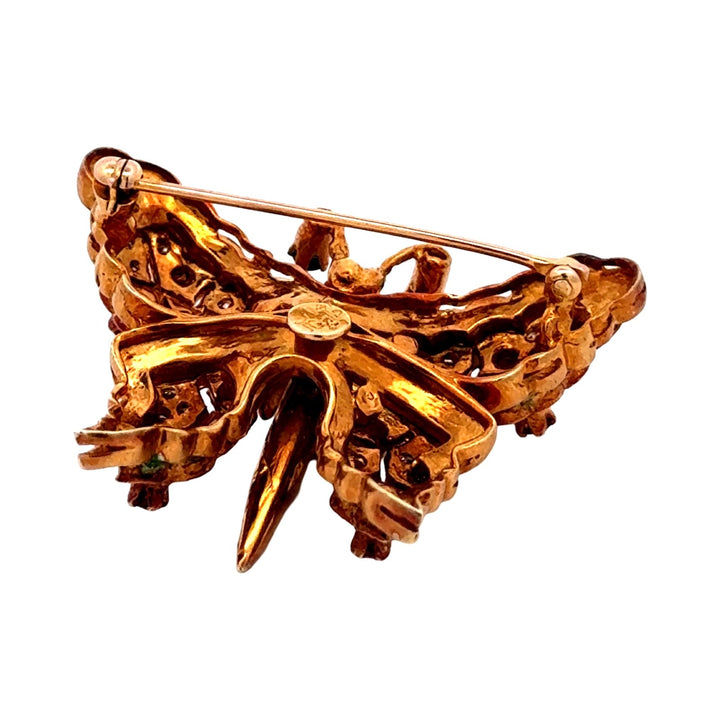 Ruby, Diamond, Sapphire, Enamel and 18K Yellow Gold Butterfly Brooch/Pendant