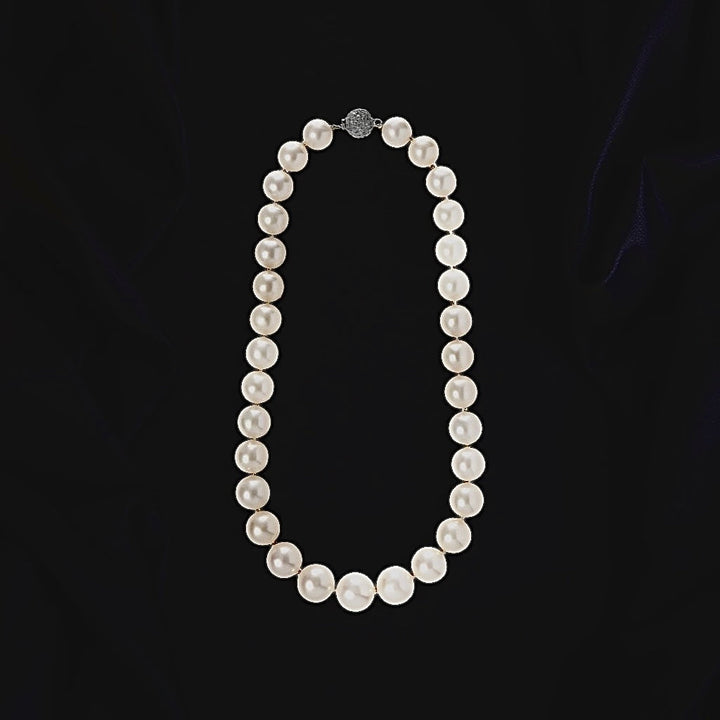 10-13mm South Sea Pearl and Diamond Platinum Necklace