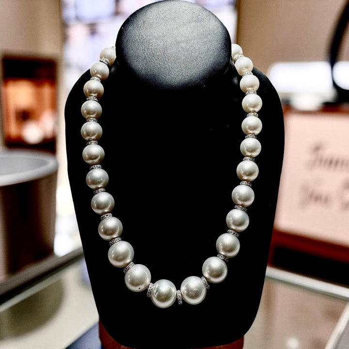 13.20mm to 15.70 mm South Sea Pearl and Diamond Necklace