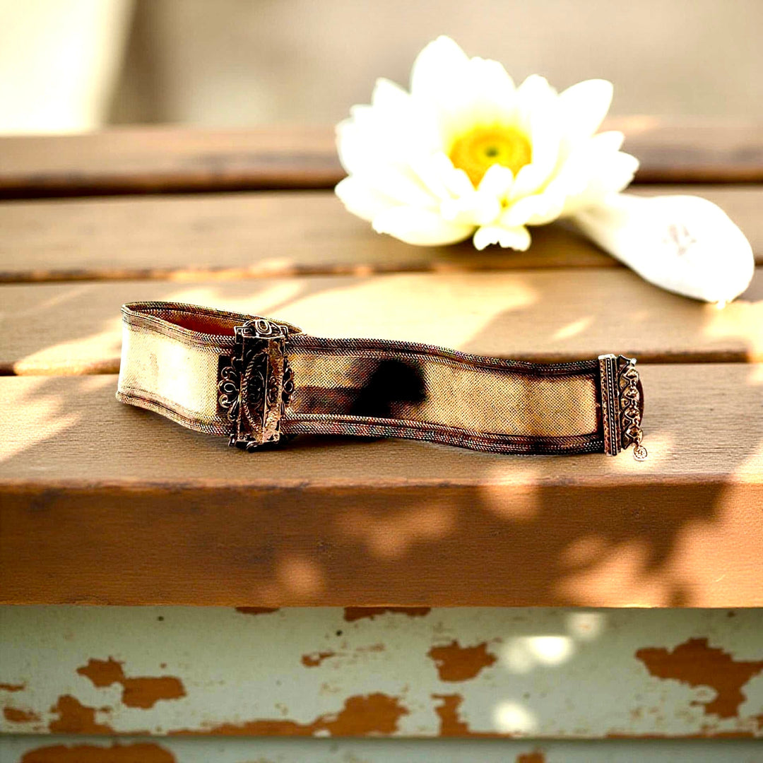 Victoria Black Enamel and 14K Yellow Gold Slide Bracelet