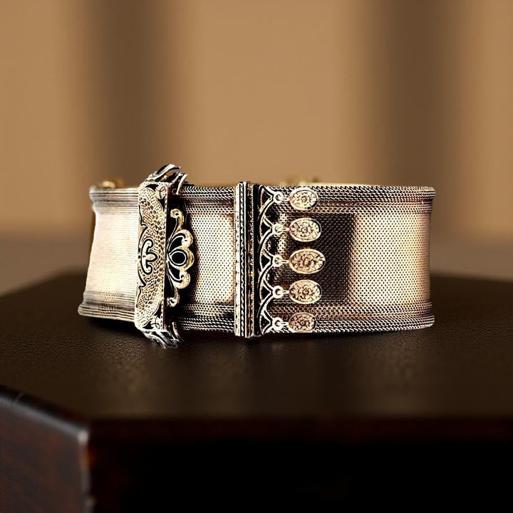 Victoria Black Enamel and 14K Yellow Gold Slide Bracelet