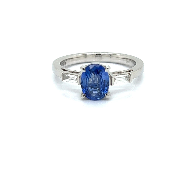 Ceylon Sapphire, Diamond, and 18k White Gold Ring