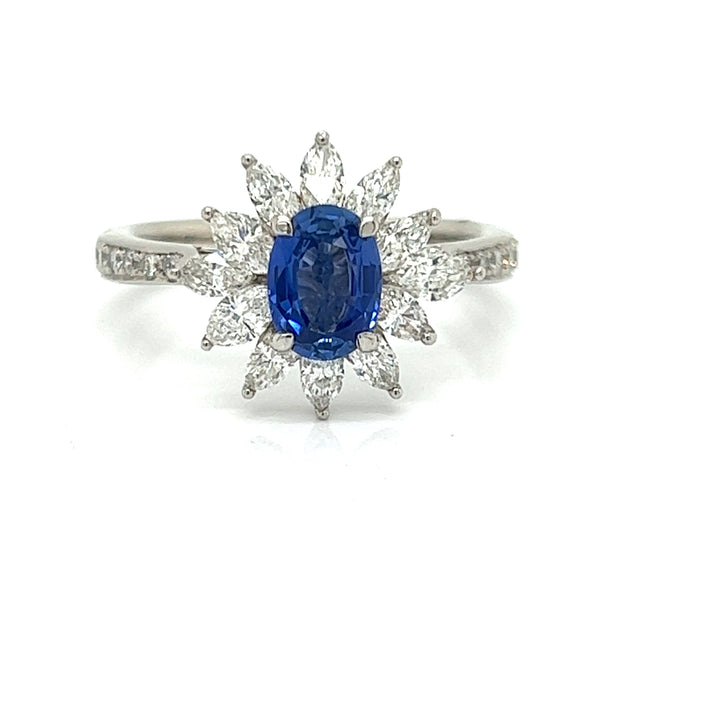 Oval Ceylon Sapphire and Diamond Ring