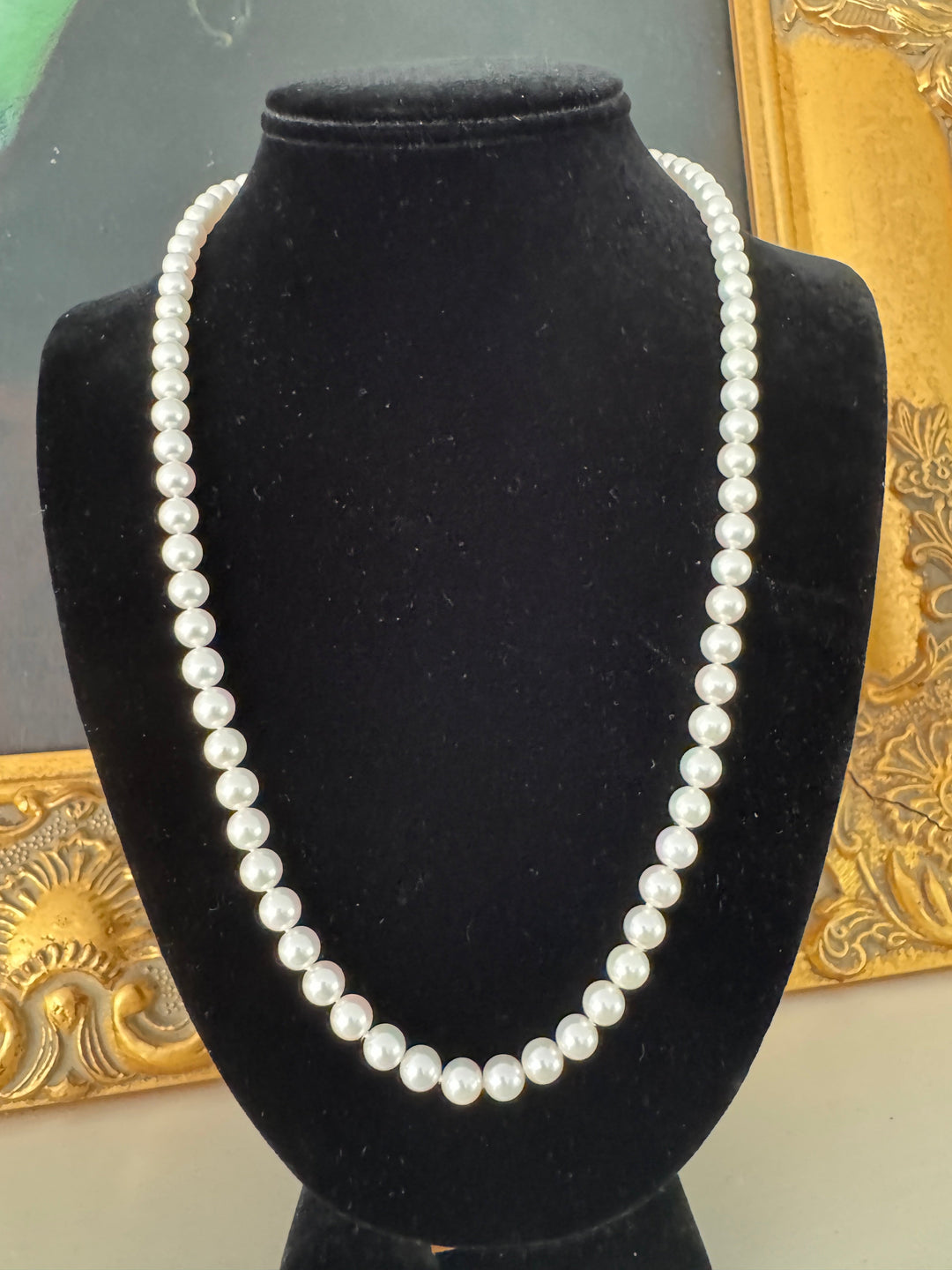 Modern 6.50 x 7.00 mm Japanese Akoya Cultured Pearls 24" 14kt Yellow Gold Necklace