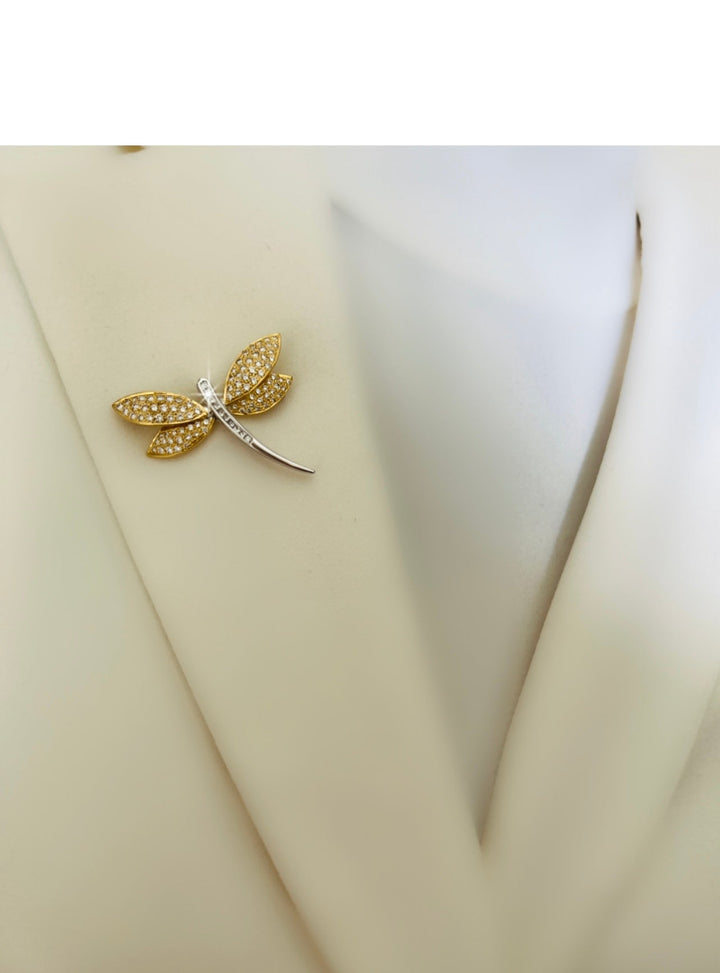 Two Tone Diamond Dragonfly Pendant/Brooch