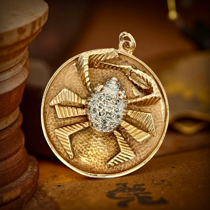 Diamond Crab 14K Yellow Gold Pendant