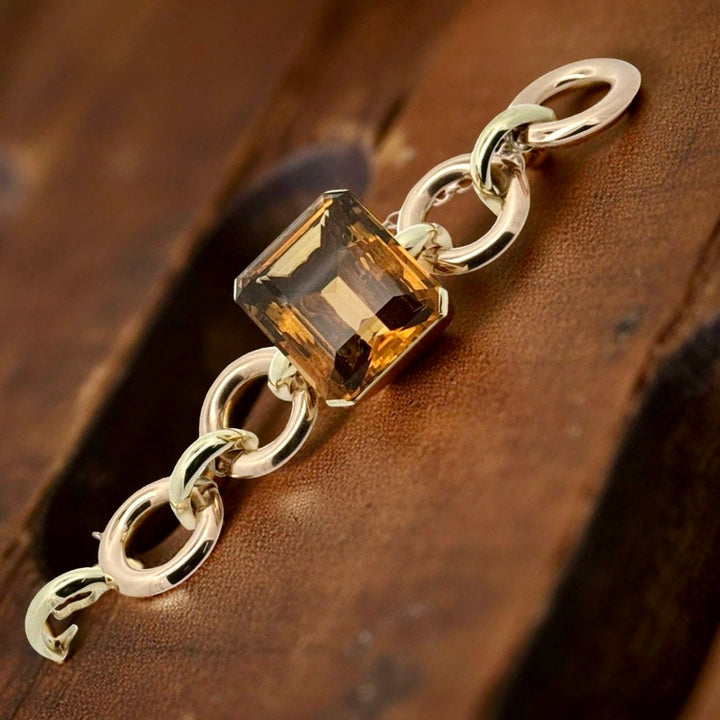Retro 150 ct Citrine and 14K Rose and Yellow Gold Bracelet
