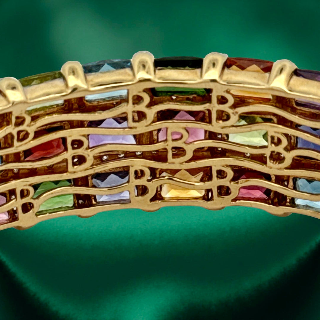 Bellarri Diamond and Multi Color Gemstones 18K Yellow Bangle