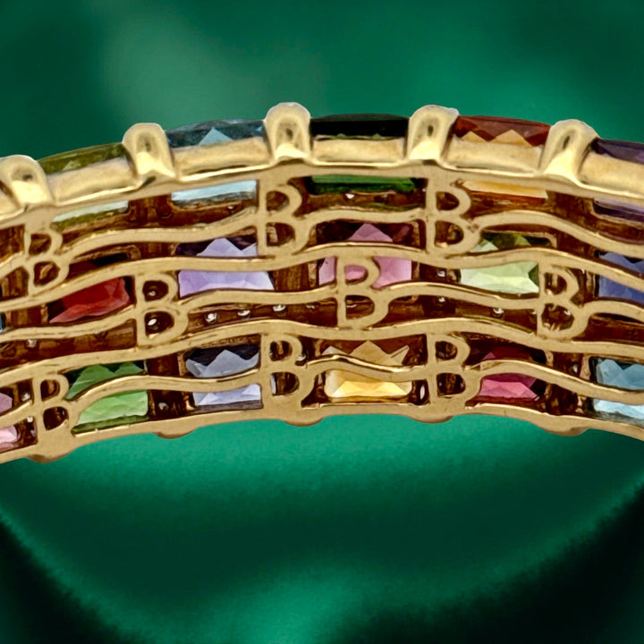 Bellarri Diamond and Multi Color Gemstones 18K Yellow Bangle