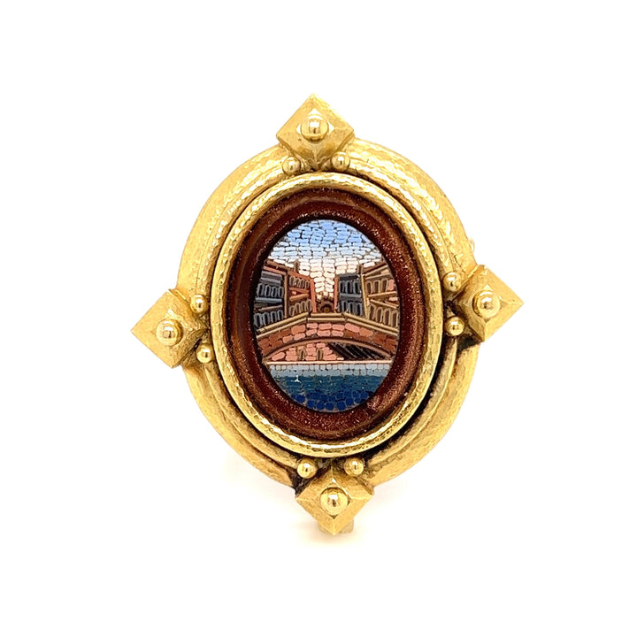 Estate Elizabeth Locke Micro Mosaic Brooch/Pendant