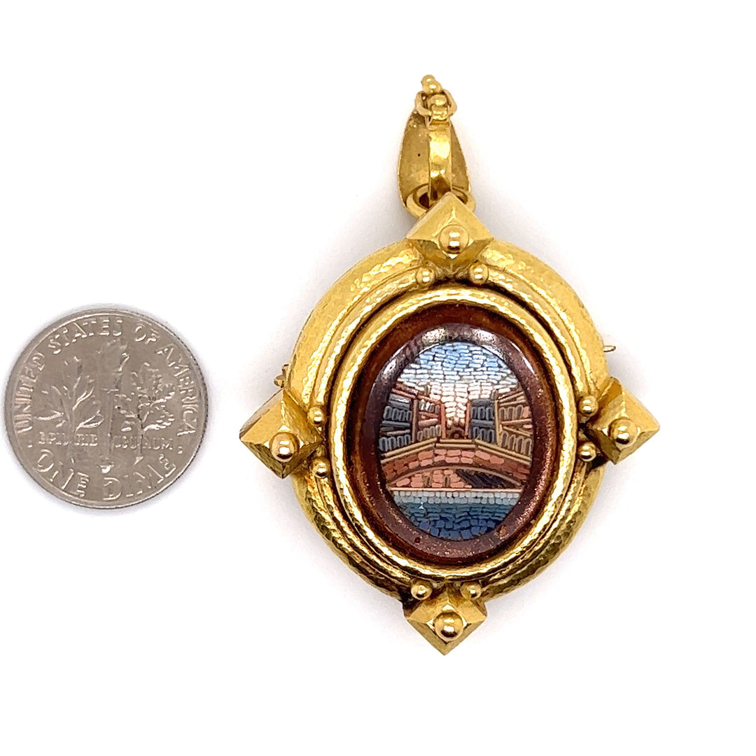 Estate Elizabeth Locke Micro Mosaic Brooch/Pendant