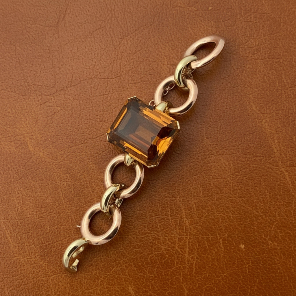 Retro 150 ct Citrine and 14K Rose and Yellow Gold Bracelet