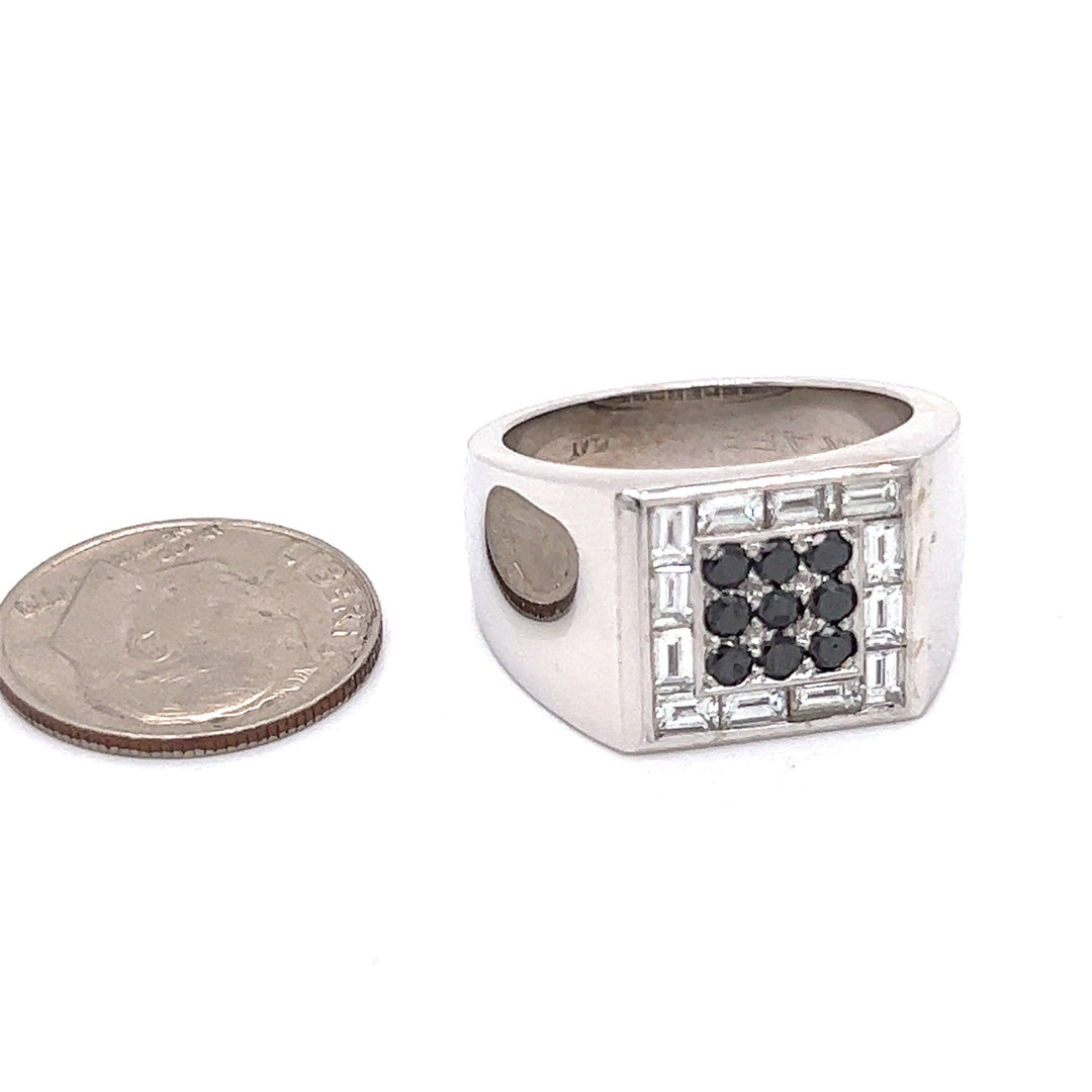 Graff Black and White Diamond Platinum Gents Ring