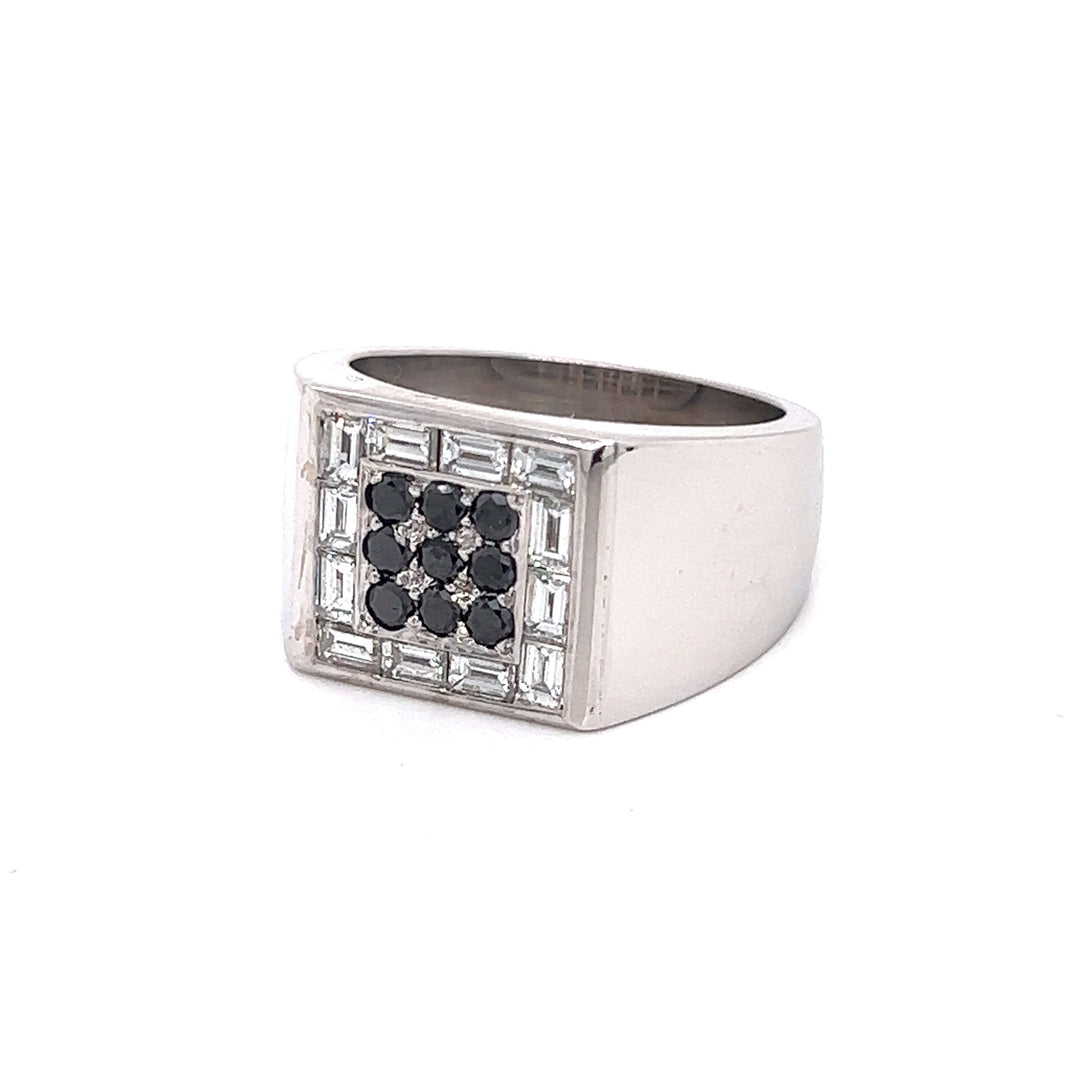 Graff Black and White Diamond Platinum Gents Ring