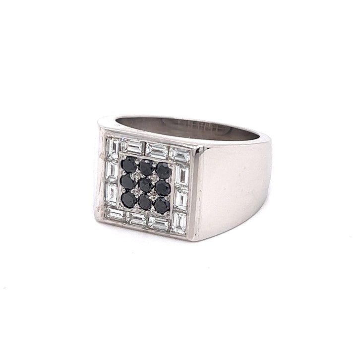 Graff Black and White Diamond Platinum Gents Ring