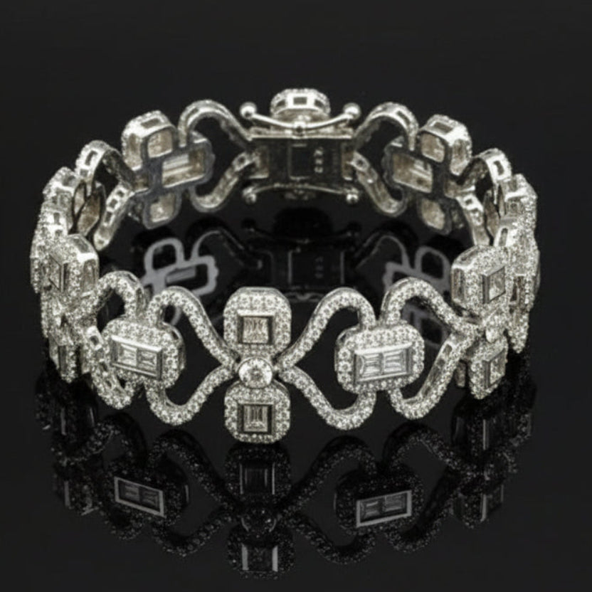 Designer AV 7.05cttw Diamond 14K White Gold Bracelet